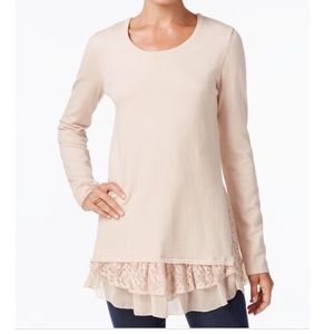 Style & Co 💕 Blush lace trim tunic sweater.